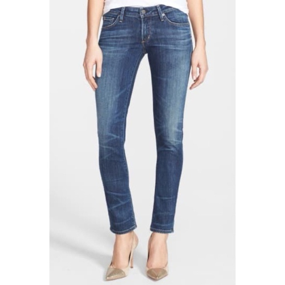 Citizens Of Humanity| Dark Blue Low Rise Distressed Denim Skinny Jeans Sz 27